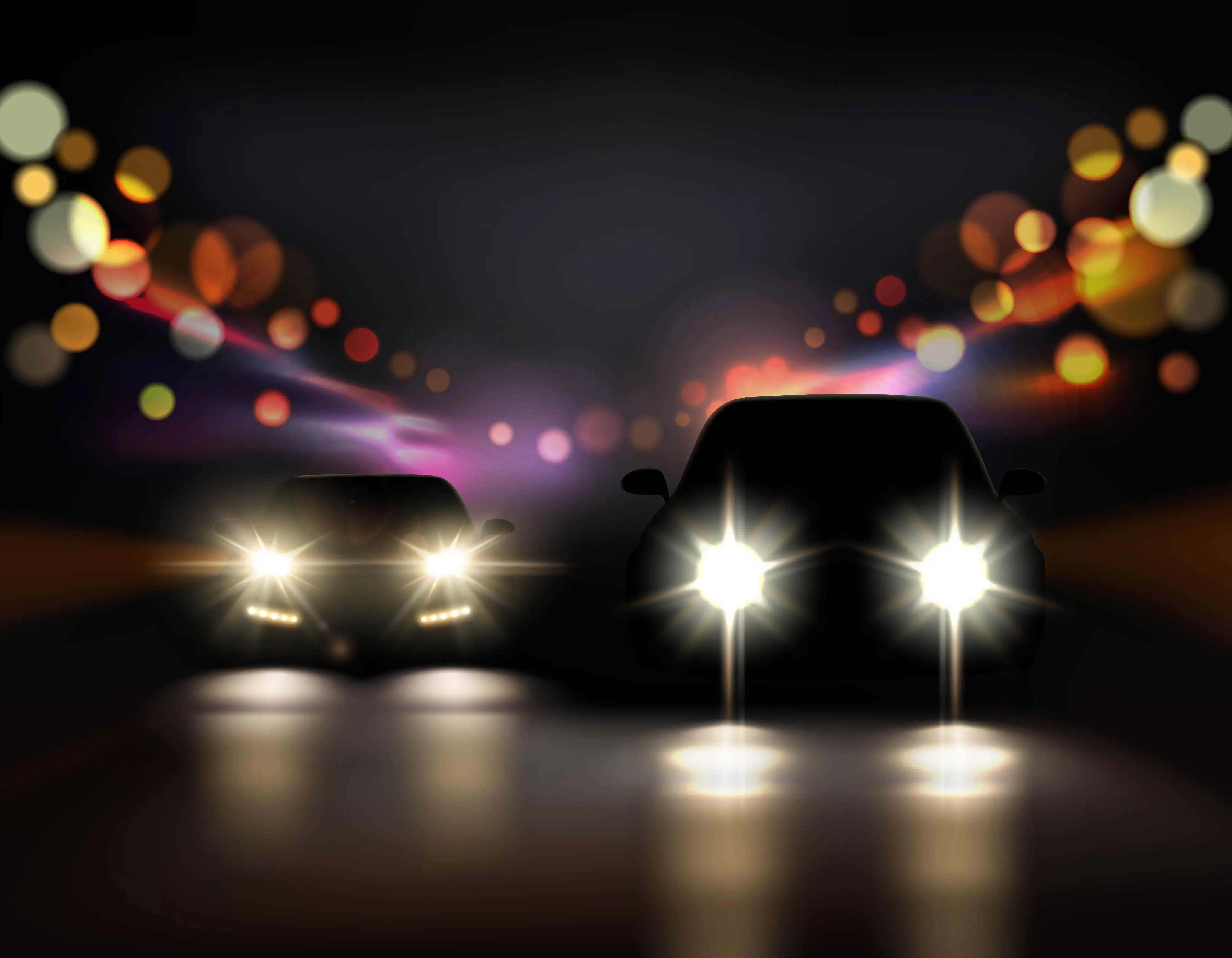 Ilustrasi lampu jauh mobil. (Foto: Freepik/macrovector)