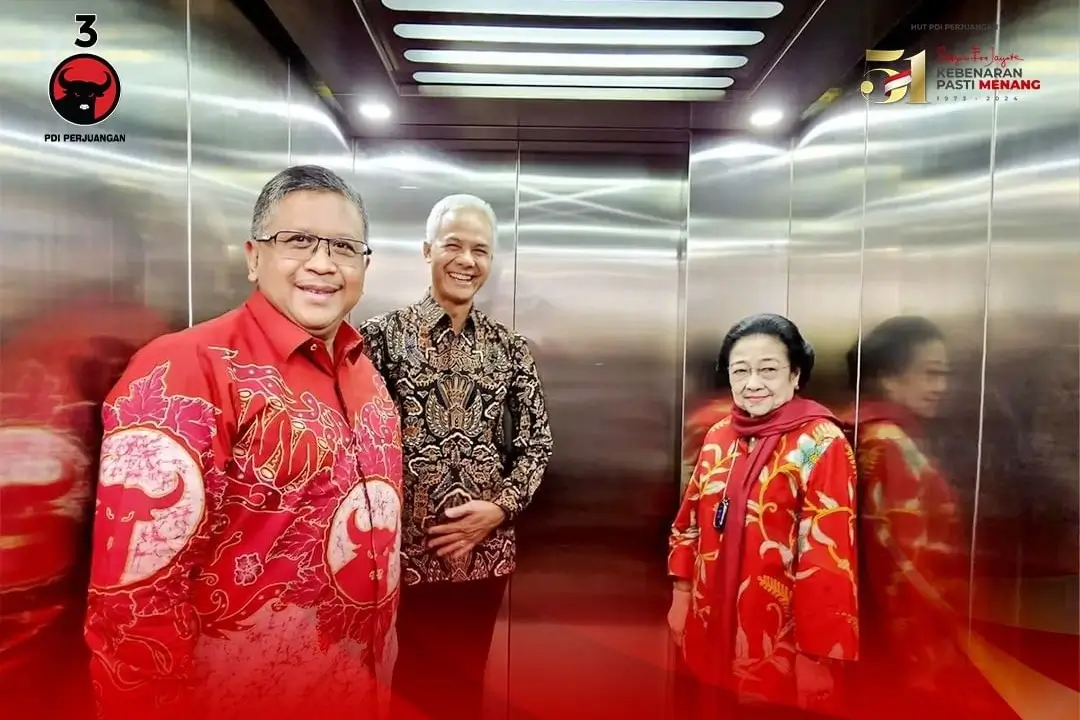 Hasto Kristiyanto, Ganjar Pranowo, dan Megawati Soekarnoputri. (Foto: Instagram/pdiperjuangan)