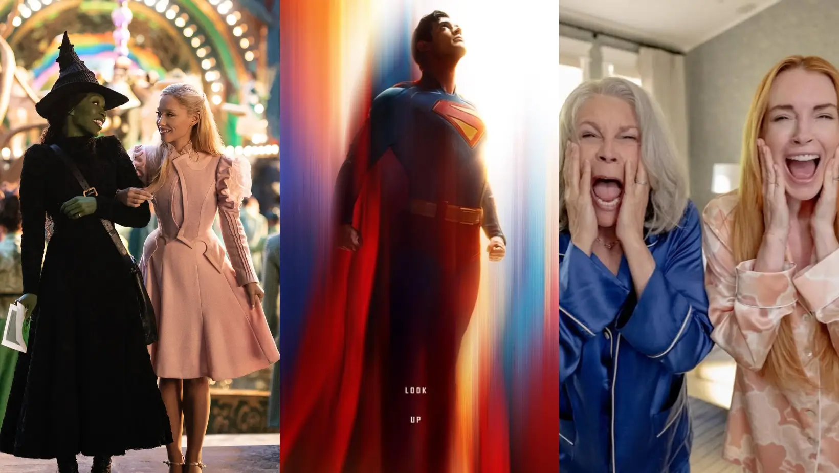 Foto: Film Wicked (instagram.com/wickedmovie), Film Superman (instagram.com/superman), dan Film Freakier Friday (instagram.com/disney)