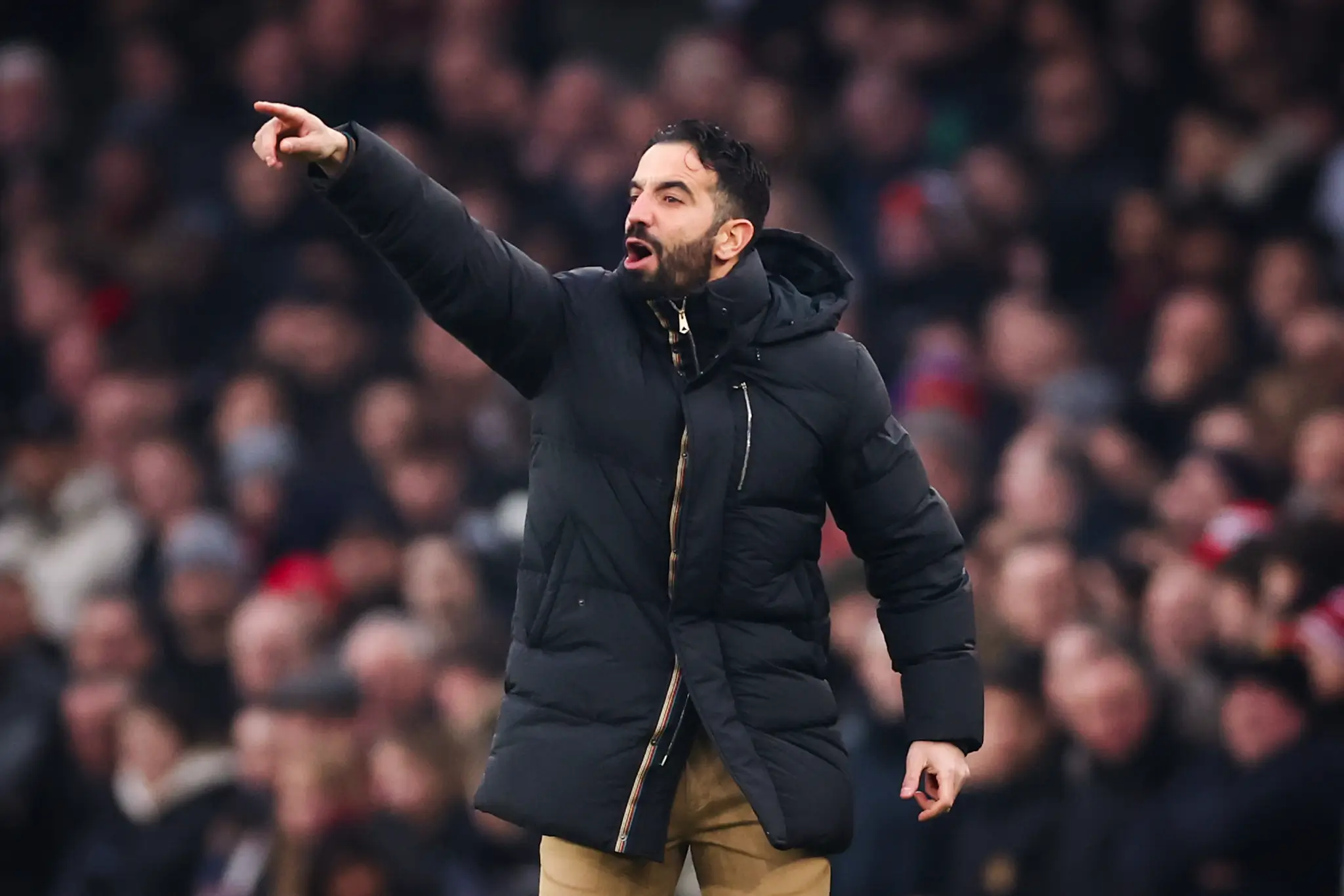 Manajer Manchester United, Ruben Amorim mengamuk di ruang ganti. Foto: Istimewa