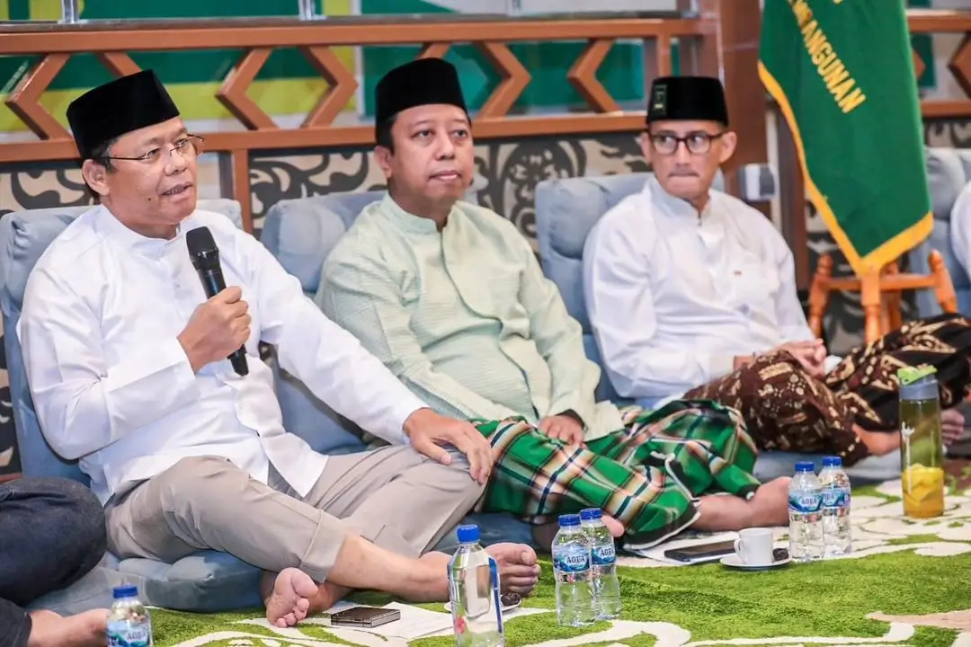 (Kiri ke kanan) Muhammad Mardiono, Muhammad Romahurmuziy, dan Sandiaga Uno. (Foto: Instagram/dpp.ppp)