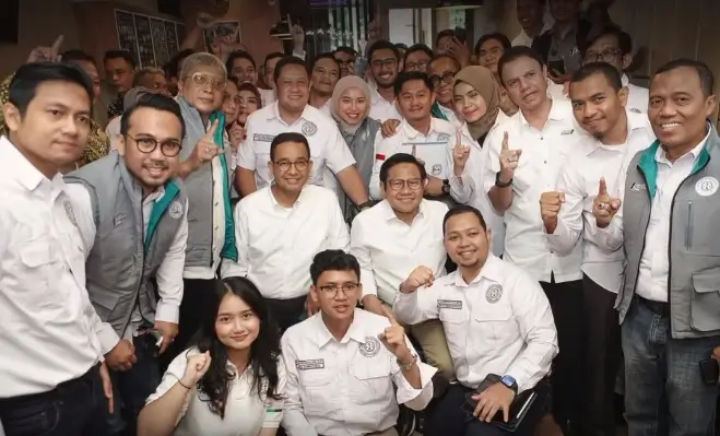 Pasangan capres-cawapres nomor urut 1 Anies Baswedan dan Muhaimin Iskandar sikapi kecurangan Pemilu 2024 bersama Tim Hukum Nasional (THN) AMIN di Jakarta, Selasa (20/2/24). (Foto: Instagram/cakiminow)