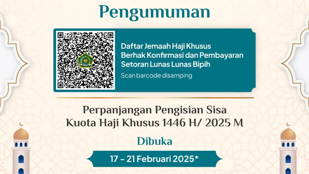 Foto: Pengumuman Perpanjangan Sisa Kuota Haji Khusus (dok. Kemenag)