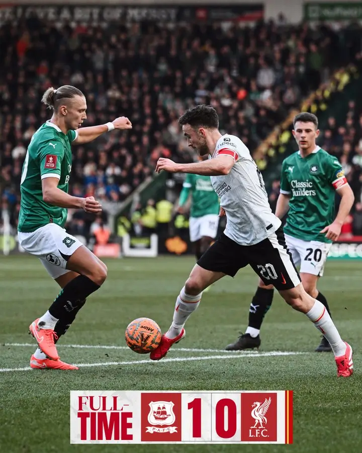 Liverpool kalah 0-1 dari Plymouth Argyle. (Foto: X Liverpool)