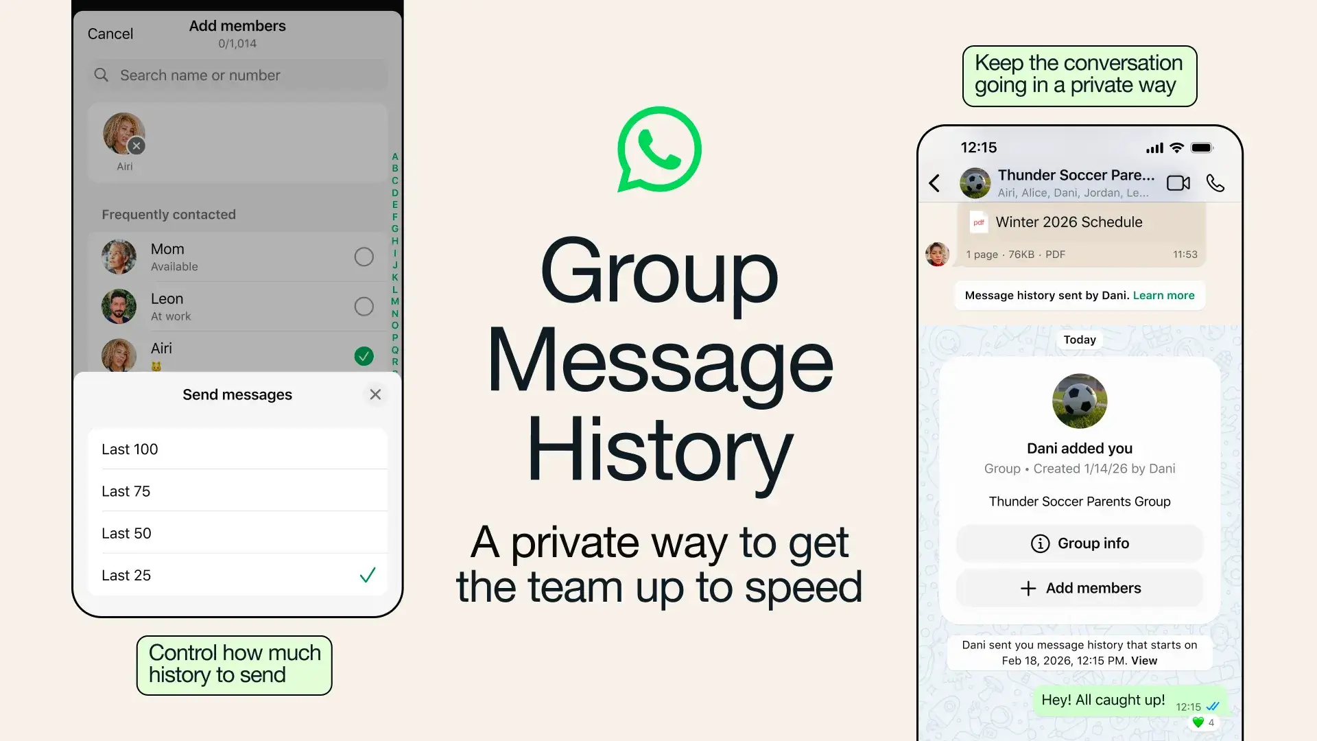 Foto: Fitur Group Message History (dok. WhatsApp)