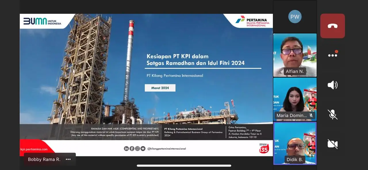 Direktur Logistik & Infrastruktur Pertamina Alfian Nasution membuka  Kickoff Satgas RAFI 2024 secara daring, menandai kesiapan Pertamina Group melayani masyarakat pada momen Ramadan dan Idulfitri, Senin (25/3/2024). (Foto: Dok. Pertamina)