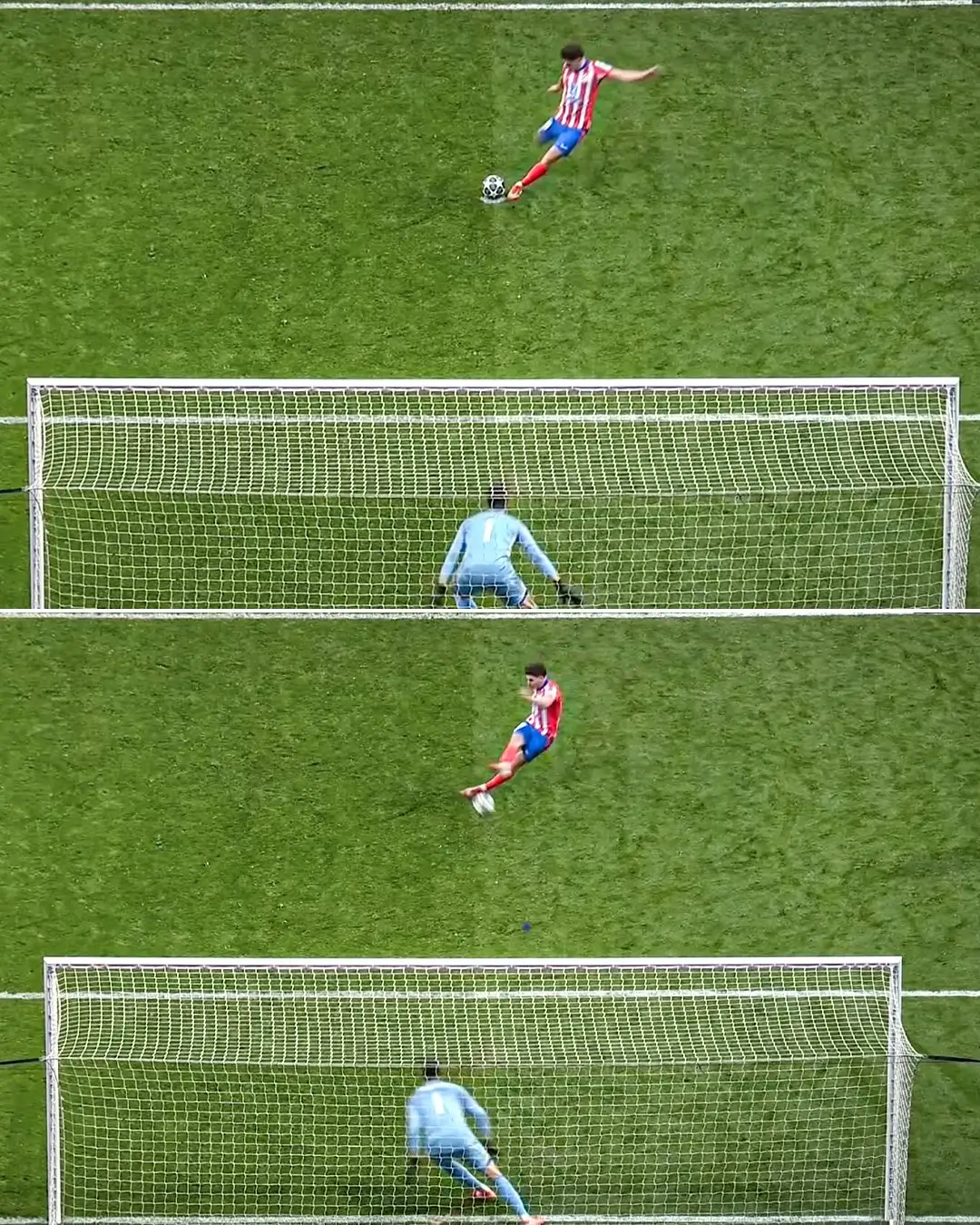 Dua sentuhan Julian Alvarez Ketika mengeksekusi tendangan penalty. Foto Istimewa