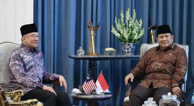 Pertemuan Presiden RI, Prabowo Subianto (kanan) dengan PM  Malaysia, Anwar Ibrahim (kiri) di Istana Merdeka, Jakarta, Jumat (27/03/26). (Foto: Instagram/presidenrepublikindonesia)