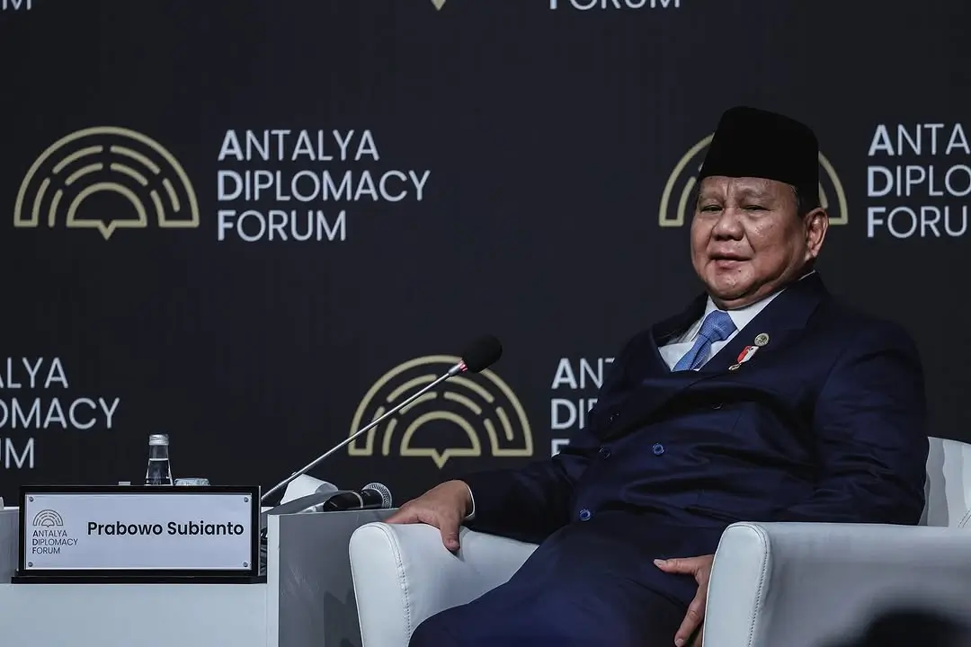 Presiden RI, Prabowo Subianto saat menghadiri acara Antalya Diplomacy Forum di Antalya, Turki, pada Jumat (11/04/25). (Foto: Instagram/prabowo)