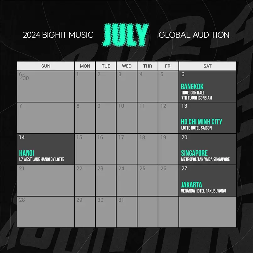Audisi Global BIGHIT MUSIC 2024 akan Digelar Online dan On site di 17 Kota di Dunia  Jakarta Termasuk 