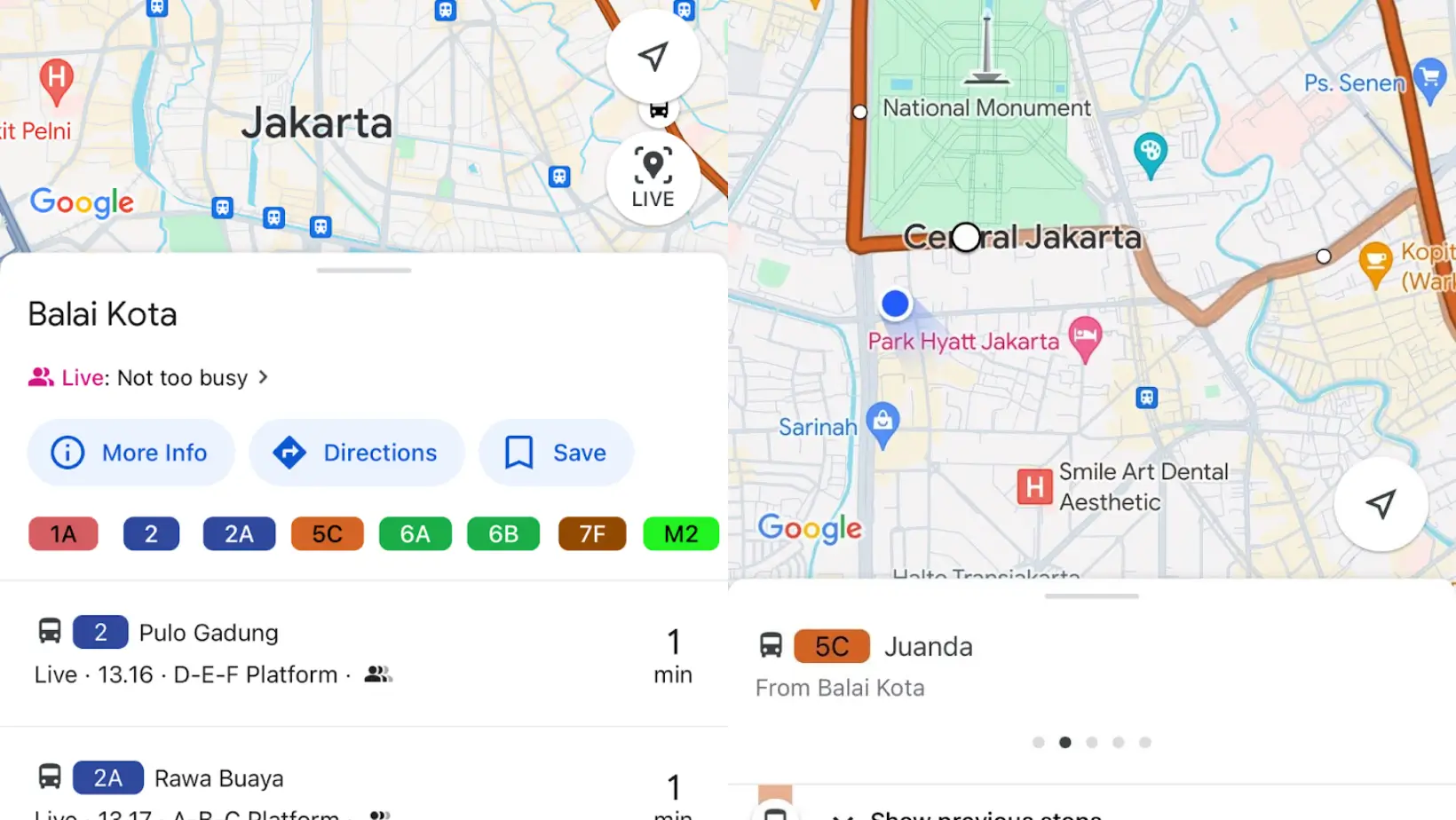 Foto: Tangkapan Layar Live Tracking TransJakarta di Google Maps (smartcity.jakarta.go.id)