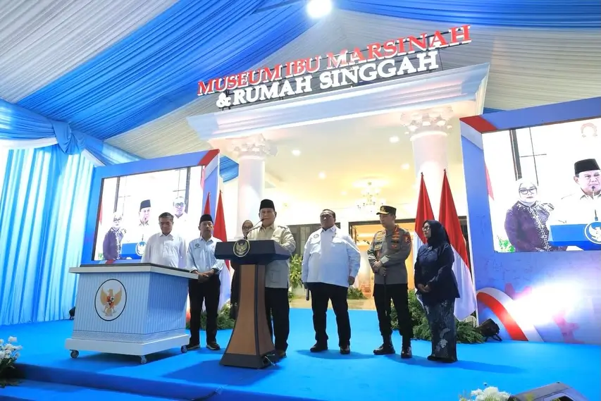 Presiden RI, Prabowo Subianto saat meresmikan Museum Marsinah di Nganjuk, Jawa Timur pada Sabtu (16/05/26). (Foto: Instagram/presidenrepublikindonesia)