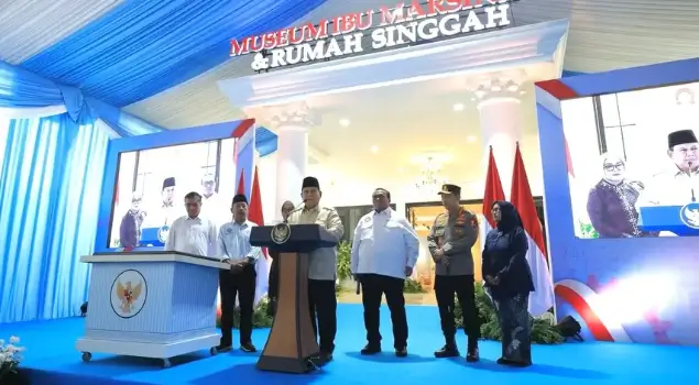 Presiden RI, Prabowo Subianto saat meresmikan Museum Marsinah di Nganjuk, Jawa Timur pada Sabtu (16/05/26). (Foto: Instagram/presidenrepublikindonesia)