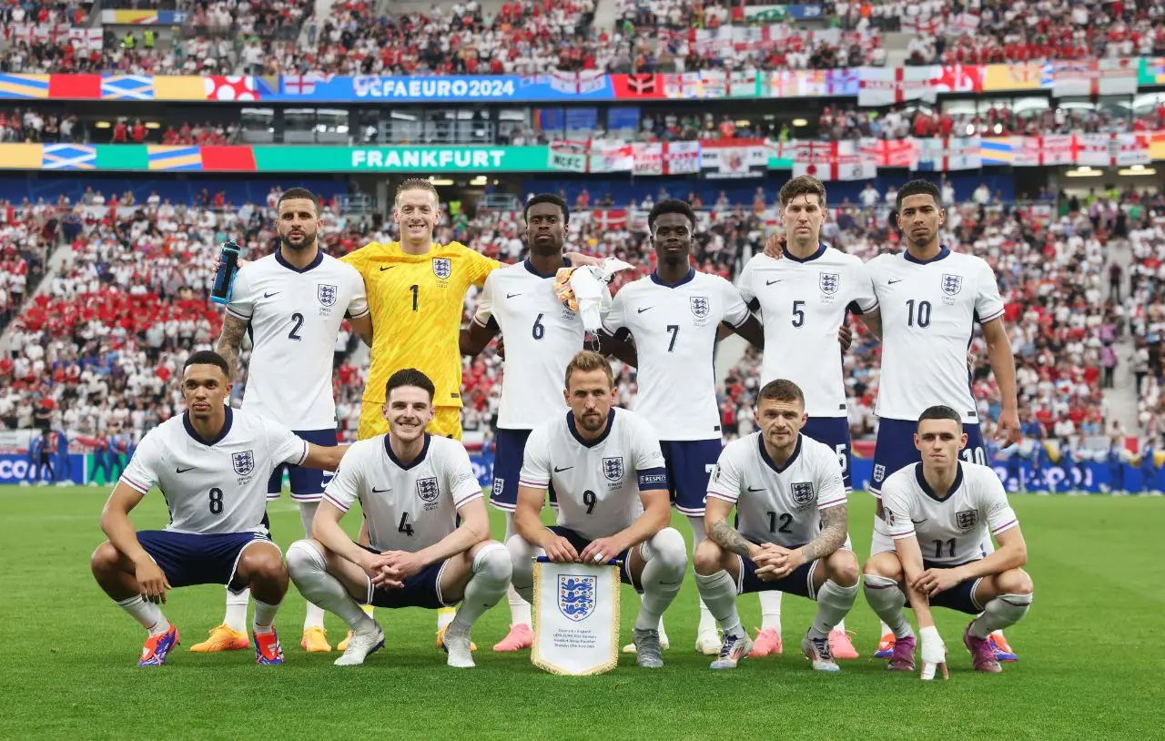 Timnas Inggris cuma bisa bermain imbang 1-1 melawan Timnas Denmark di Euro 2024. Foto X Timnas Inggris.