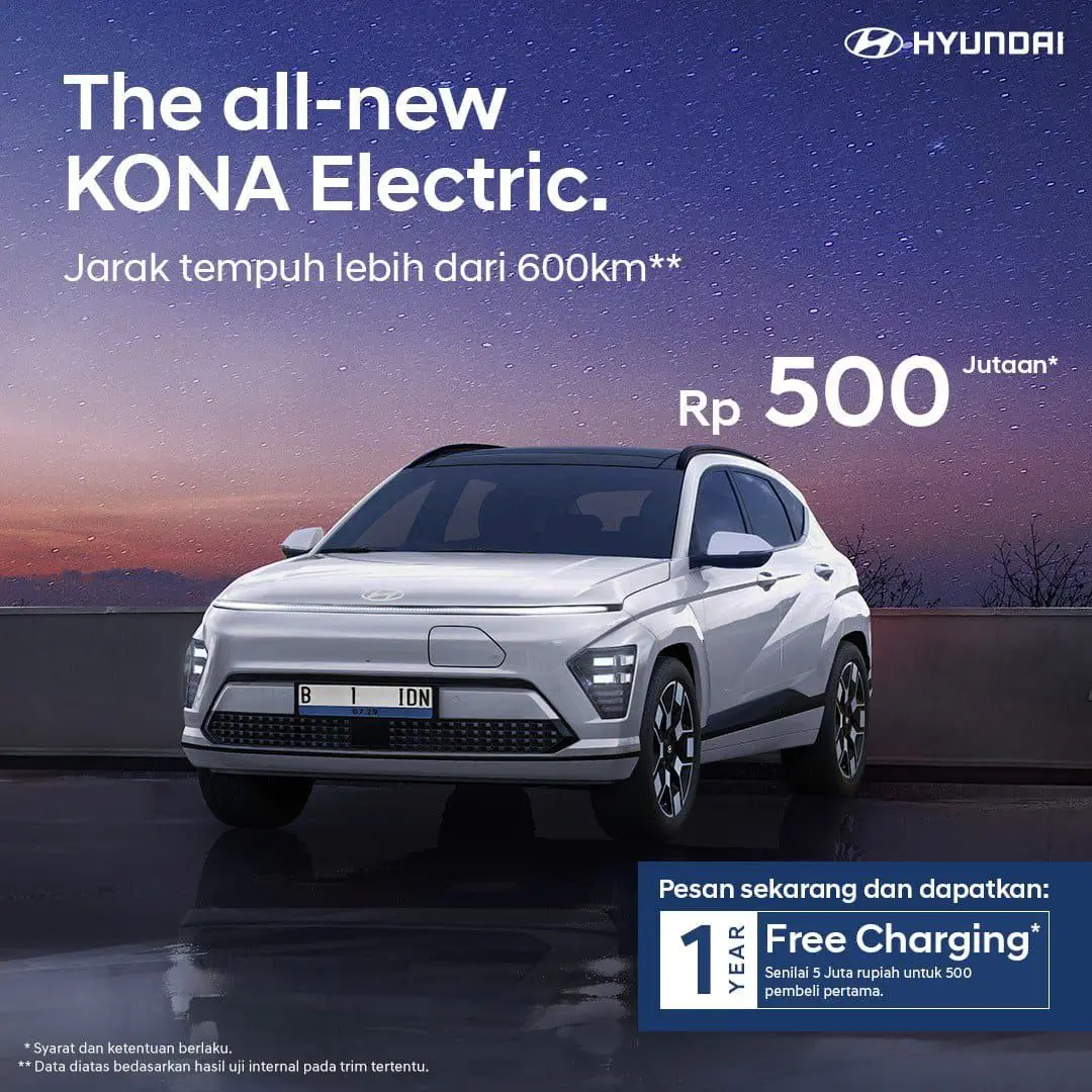 Dijual Rp500 Jutaan  Hyundai Buka Pemesanan Kona Electric Terbaru yang Baterinya Diproduksi Lokal