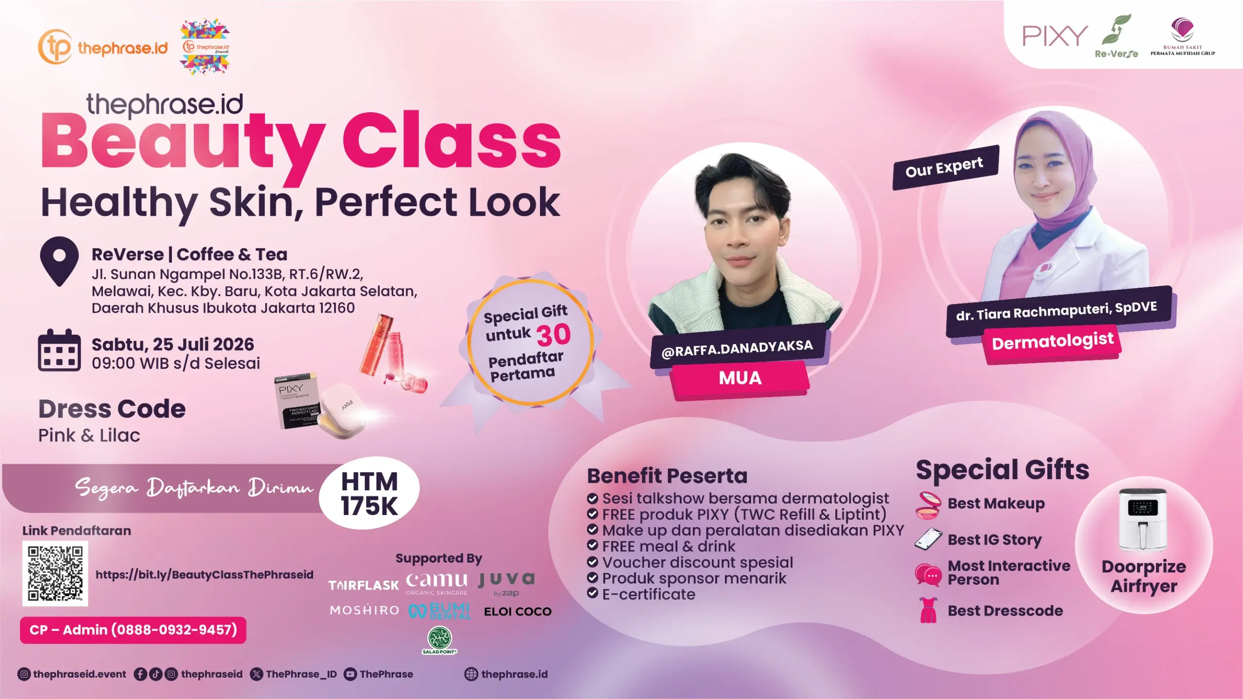 Poster pendaftaran Beauty Class ThePhrase.id x PIXY