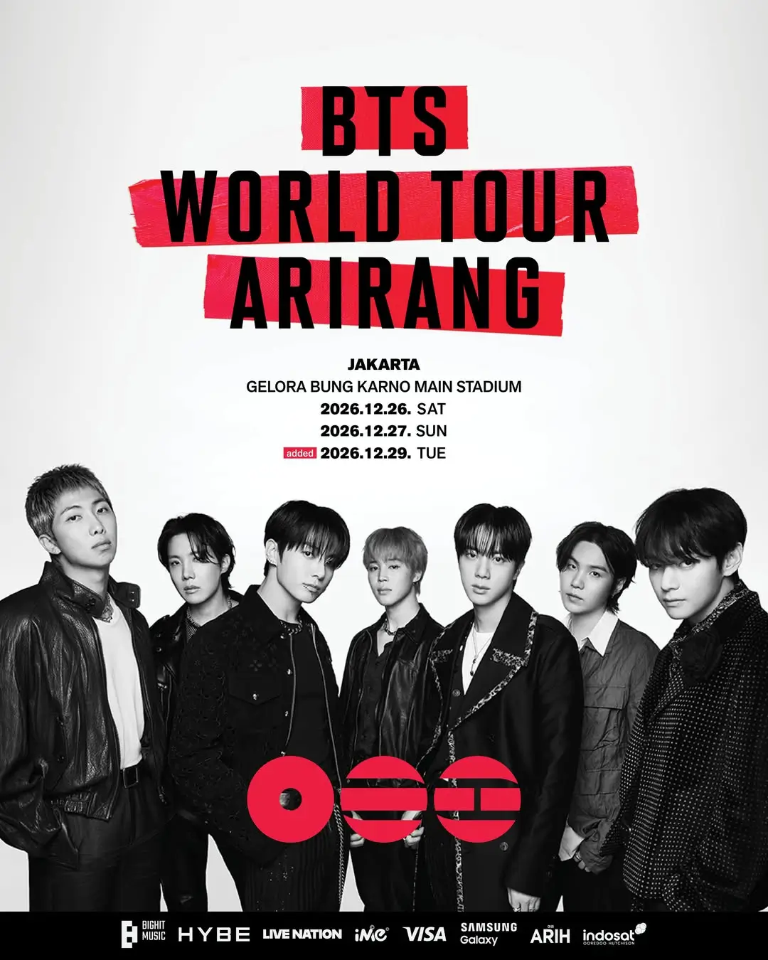 Promotor Ime Indonesia umumkan konser BTS “Arirang” ditambah satu hari pada Selasa, 29 Desember 2026 di Stadion Utama Gelora Bung Karno (SUGBK) Senayan, Jakarta. (Foto: Instagram/ime_indonesia)