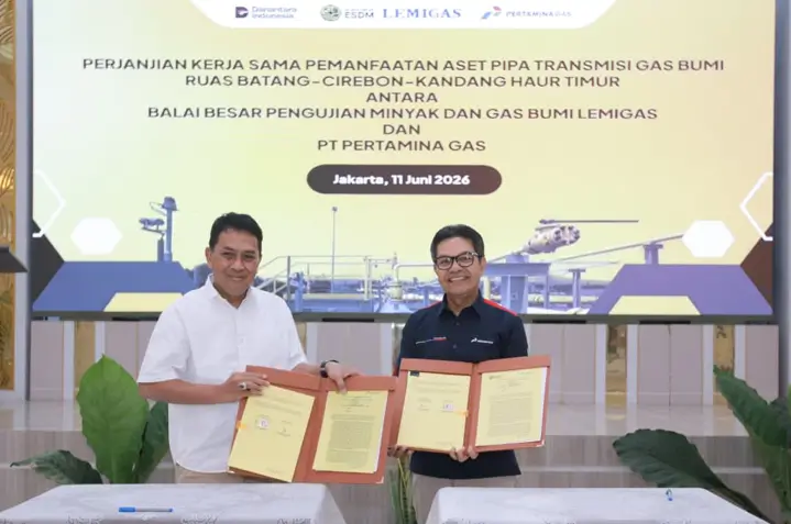 Perkuat Ketahanan Energi Nasional, LEMIGAS dan Pertagas tandatangani PKS Pemanfaatan Pipa Cisem II di Jakarta, Kamis (11/6). Dok. Pertamina