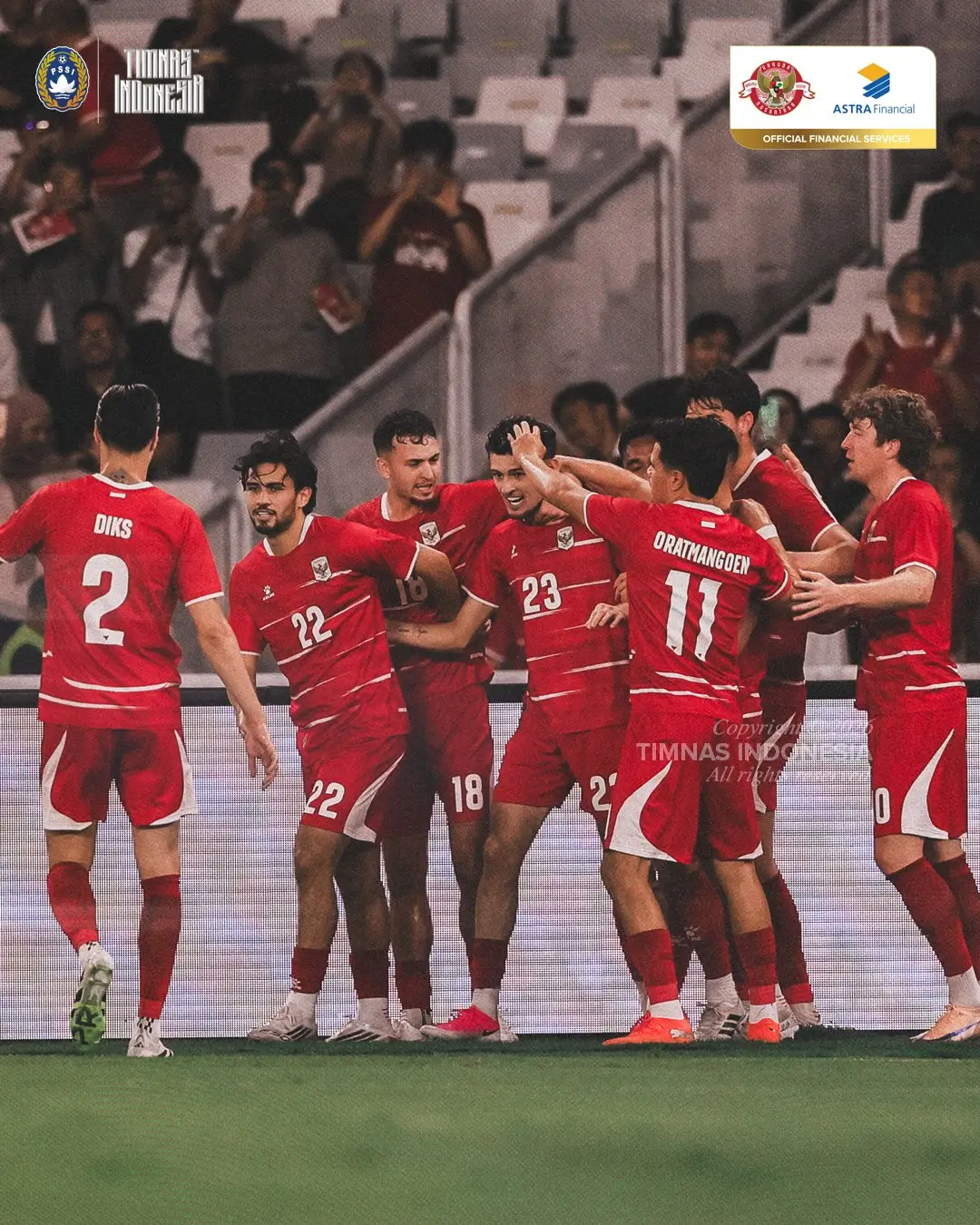 Timnas Indonesia meraih hasil meyakinkan saat melawan Timnas Oman. Foto PSSI.