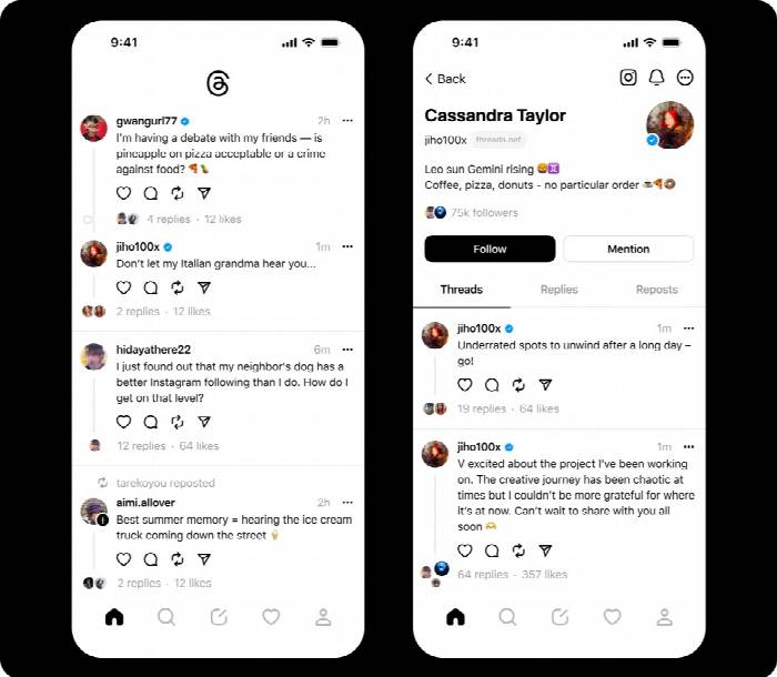 Foto: Tampilan Aplikasi Threads (dok. Meta)