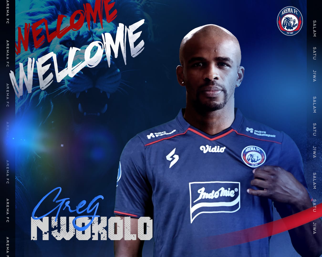 Greg Nwokolo Kembali ke Arema FC. Foto: Instagram Arema FC