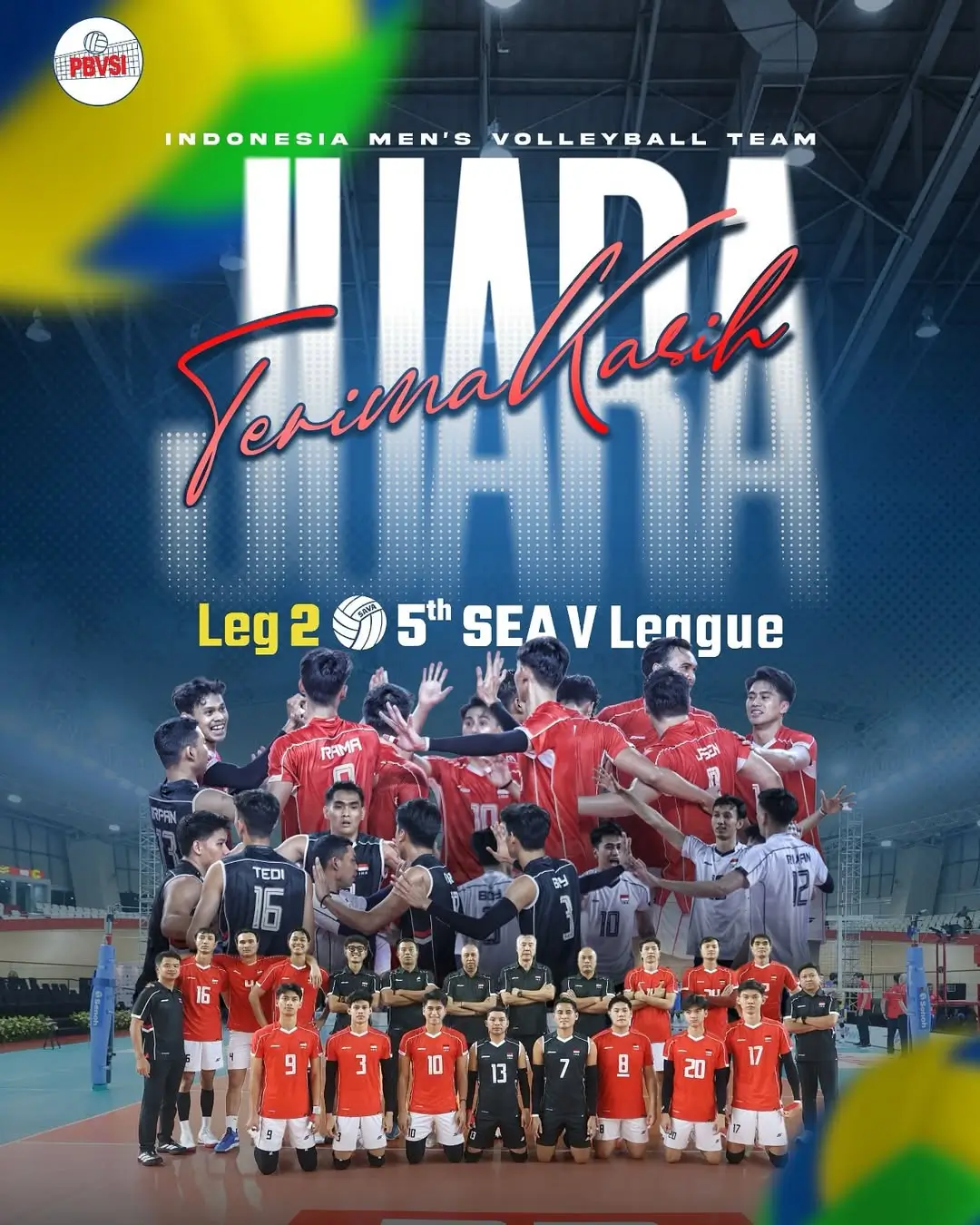 Timnas voli putra Indonesia memastikan diri sebagai juara leg kedua SEA V League 2025 setelah mengalahkan Thailand dengan skor 3-2. Foto Instagram PBVSI.