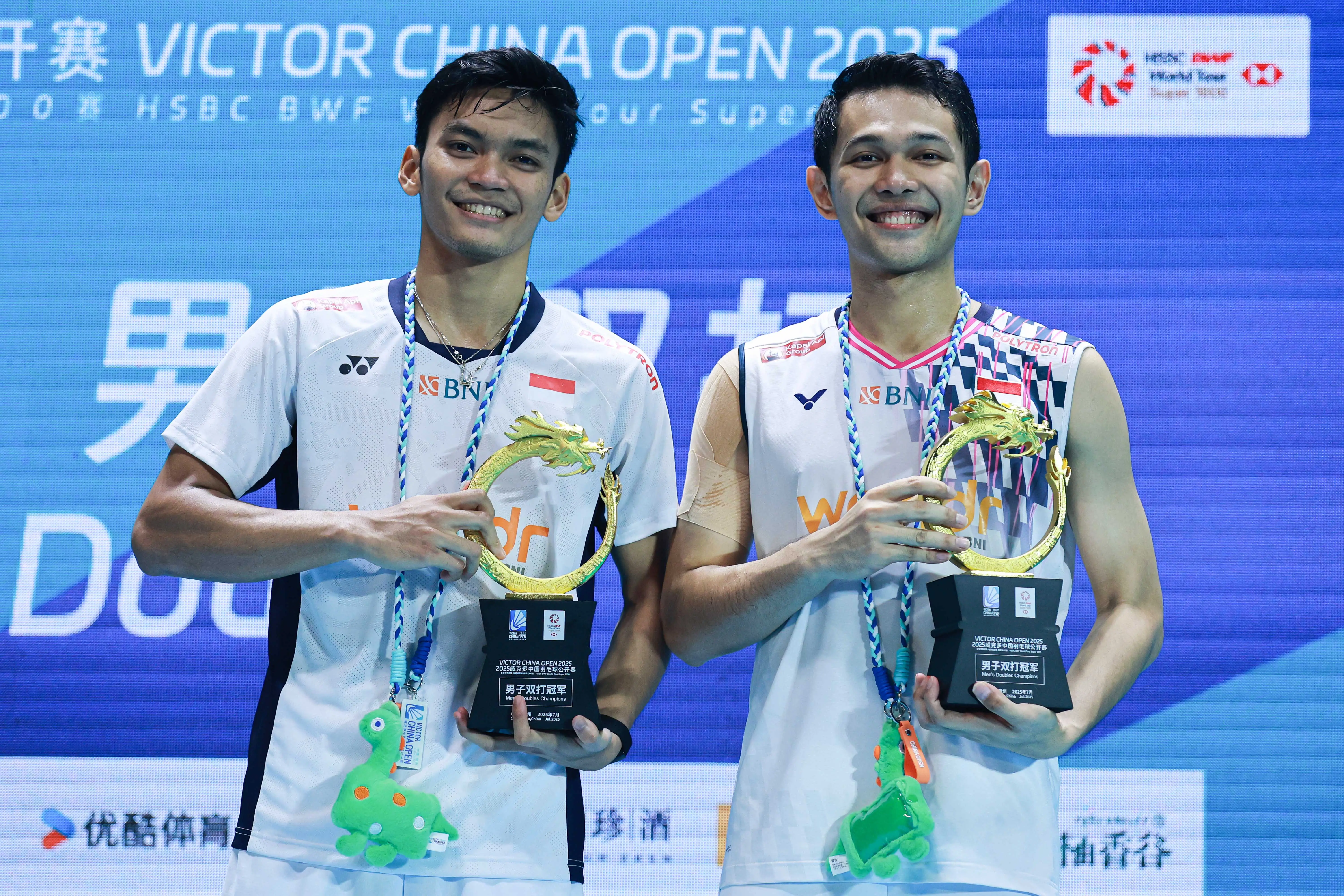 Pasangan ganda putra Indonesia, Fajar Alfian dan Muhammad Shohibul Fikri. Foto: PBSI