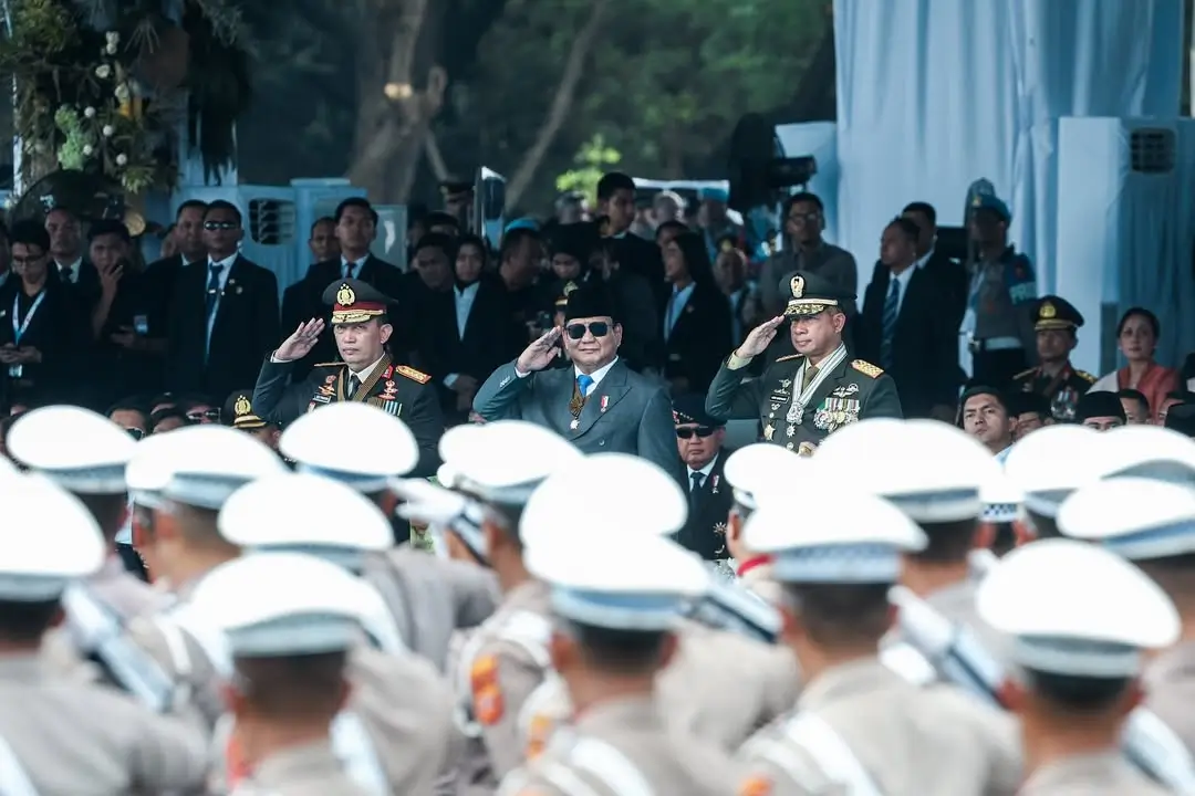 Presiden RI, Prabowo Subianto hadiri acara HUT ke-79 Bhayangkara di Monas, Jakarta Pusat, Selasa (01/07/25). (Foto: Instagram/presidenrepublikindonesia)