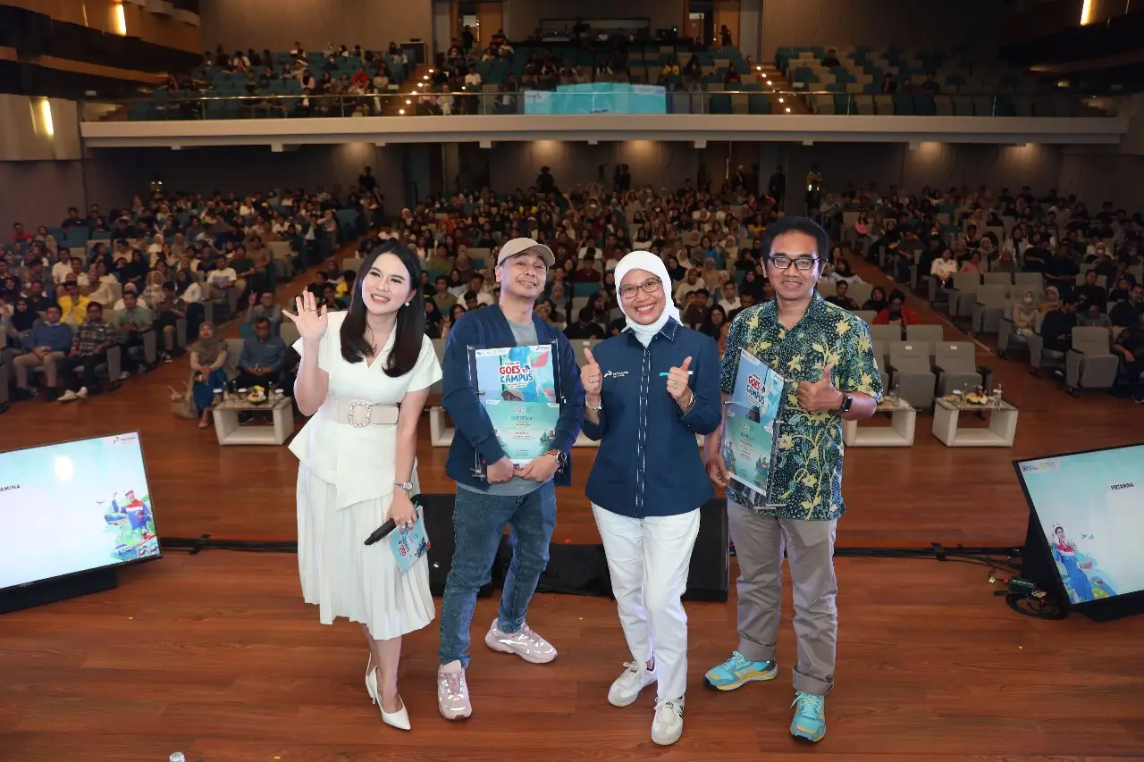 Keseruan kegiatan Pertamina Goes to Campus (PGTC) tahun 2024 di Universitas Indonesia (UI), ikut melibatkan berbagai narasumber dan tokoh muda untuk berbagi dengan mahasiswa. (Foto: Dok. Pertamina)