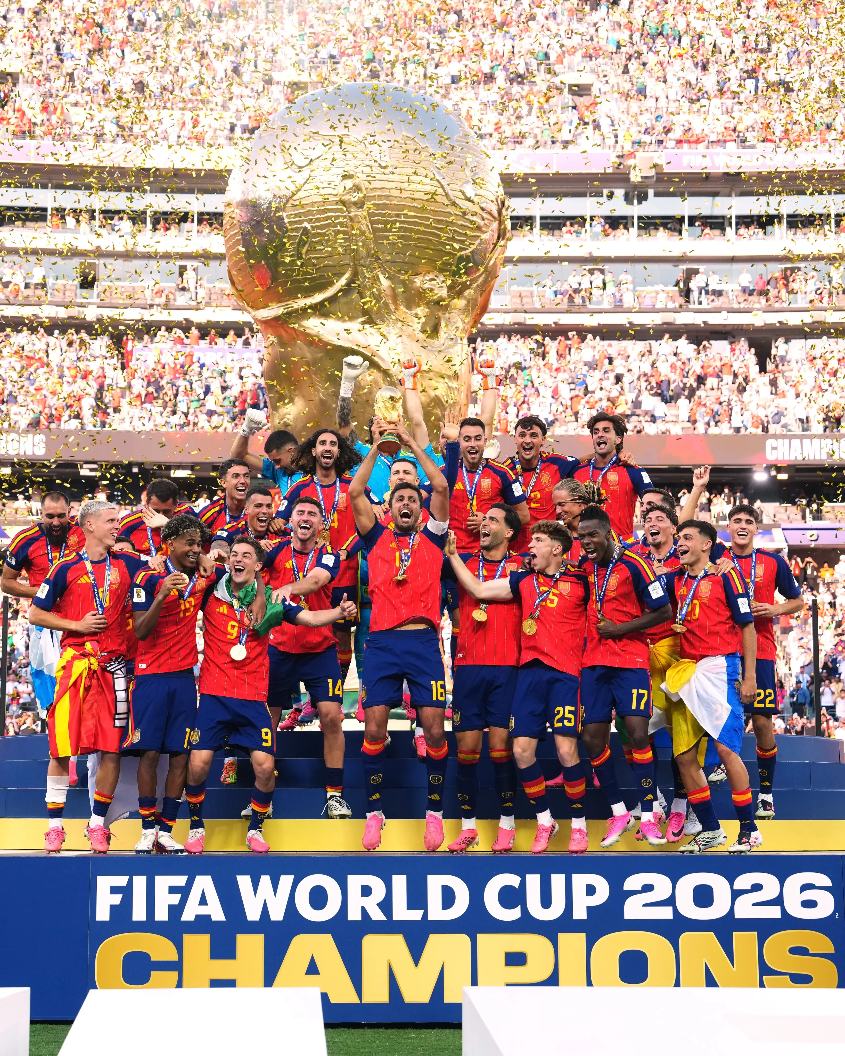 Selebrasi Timnas Spanyol setelah berhasil menjuarai Piala Dunia 2026. (Foto: Instagram/sefutbol)