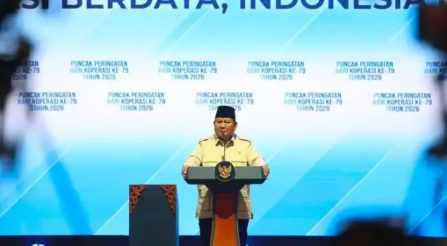 Presiden RI, Prabowo Subianto ketika menghadiri acara Puncak Peringatan Harkopnas ke-79 di Indonesia Arena, Jakarta pada Minggu (12/07/26). (Foto: Instagram/presidenrepublikindonesia)