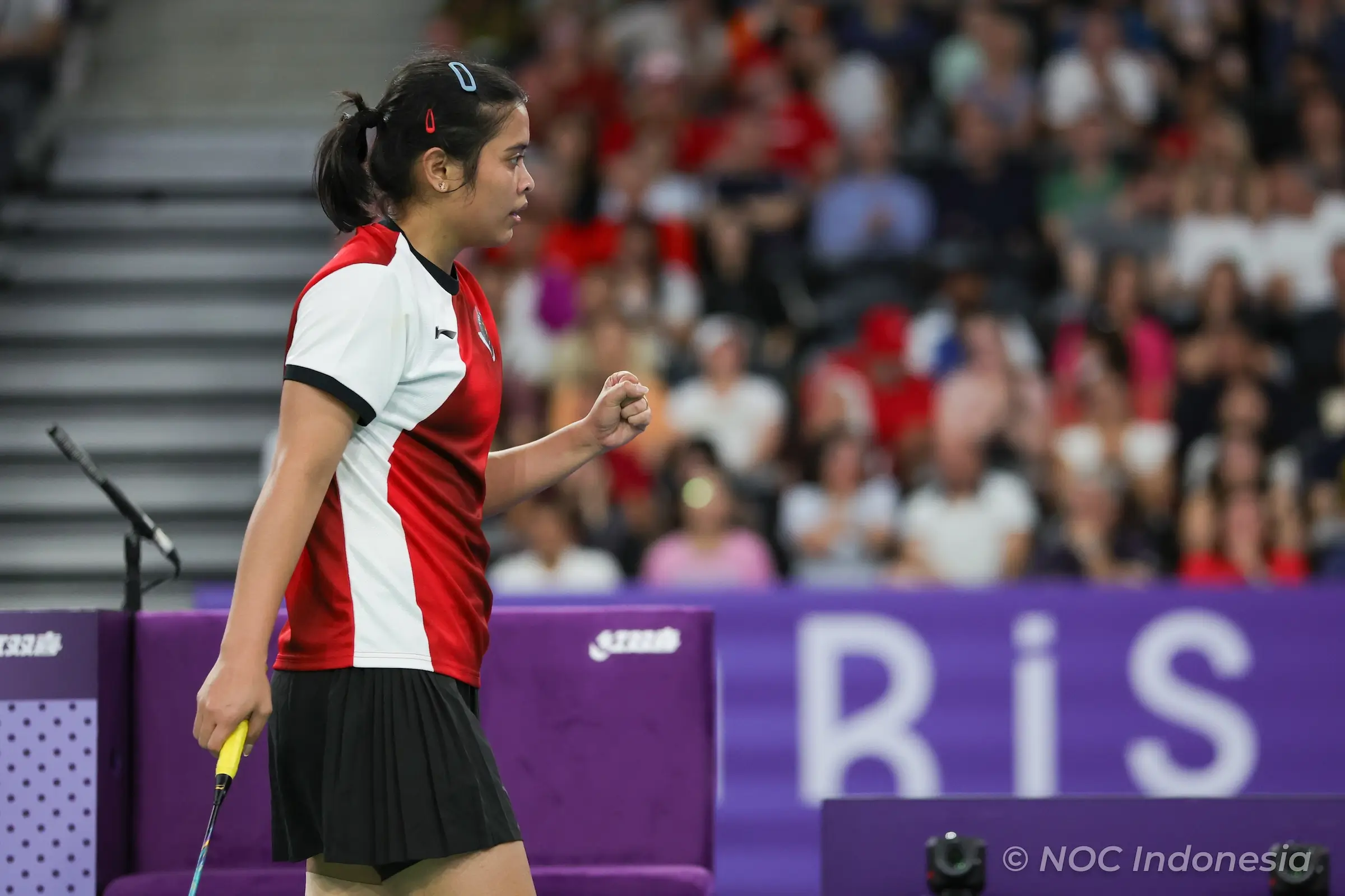 Gregoria Mariska Tunjung menjadi atlet pertama penyumbang medali untuk Indonesia di Olimpiade Paris 2024. Foto NOC Indonesia.