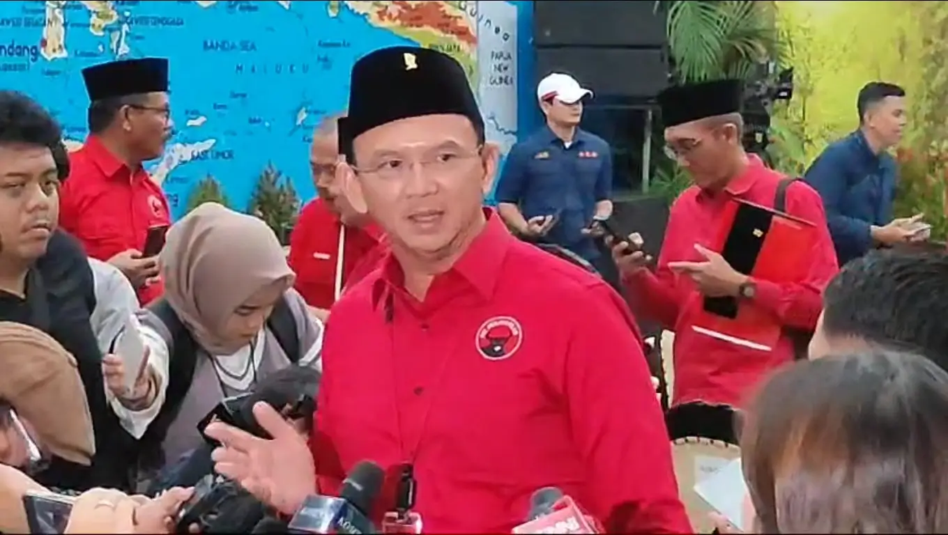 Politisi PDI Perjuangan, Basuki Tjahaja Purnama (Ahok) di Kantor DPP PDI Perjuangan, Rabu (14/8/24). (Foto: ThePhrase.id/Ahmad Haidir)