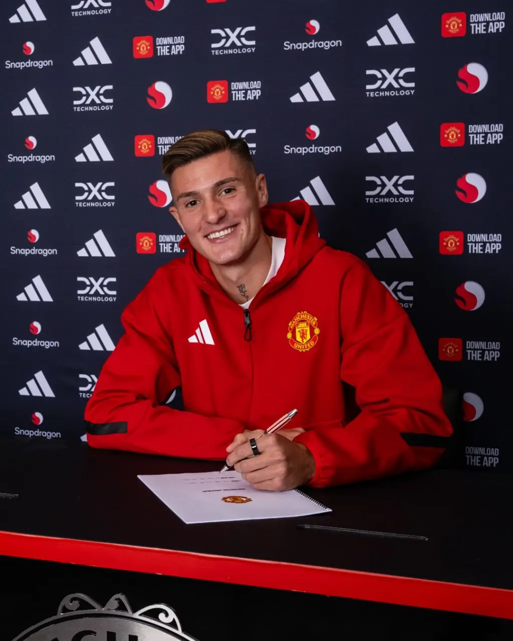 Manchester United resmi mendapatkan tanda tangan Benjamin Sesko dari RB Leipzig dalam kesepakatan senilai 73,7 juta poundsterling atau sekitar Rp1,54 triliun. Foto: Manchester United