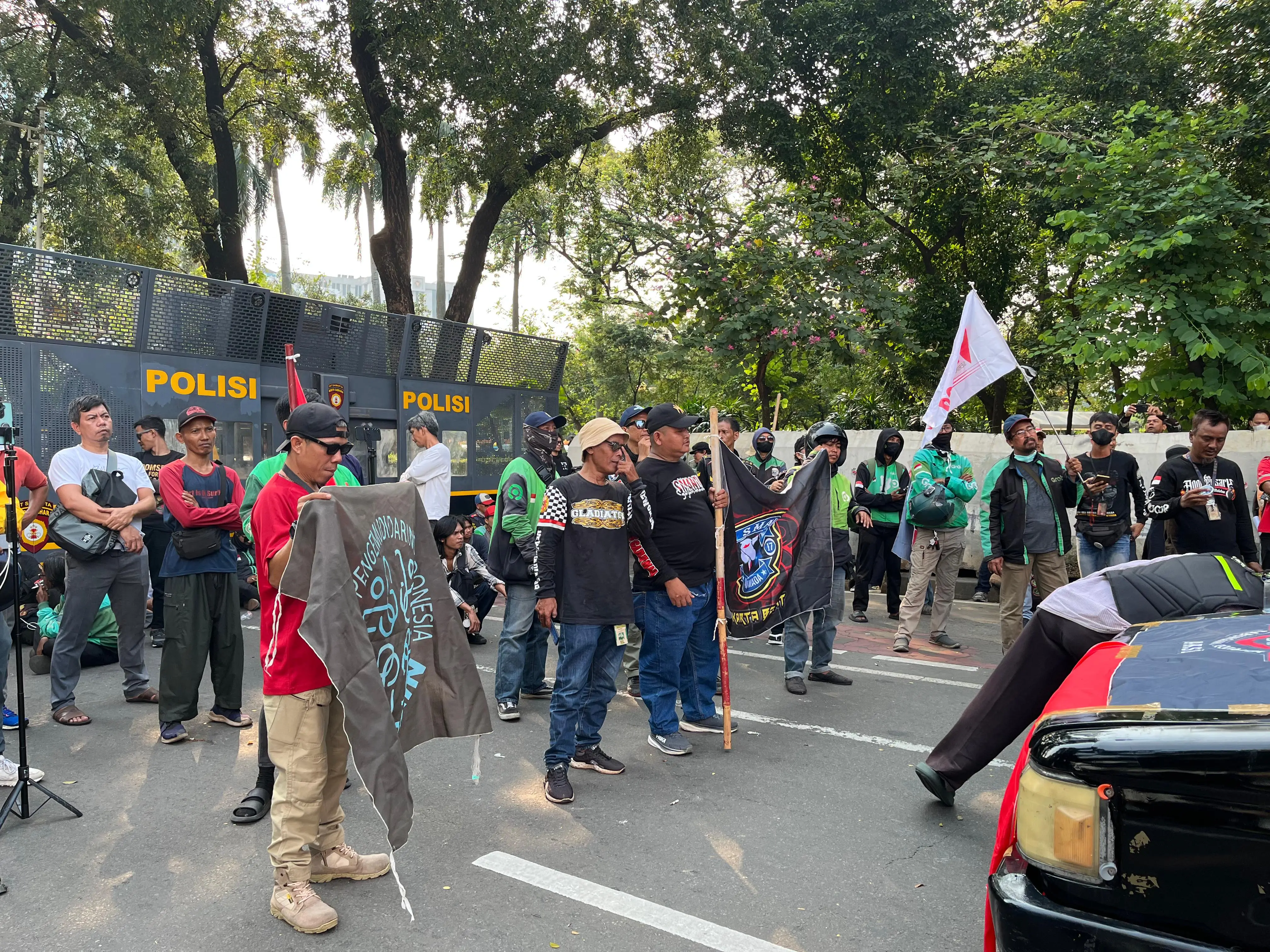 Foto: Demonstrasi Ojol di Jakarta, Kamis (28/8/2025) (dok. ThePhrase.id/Rangga Bijak)