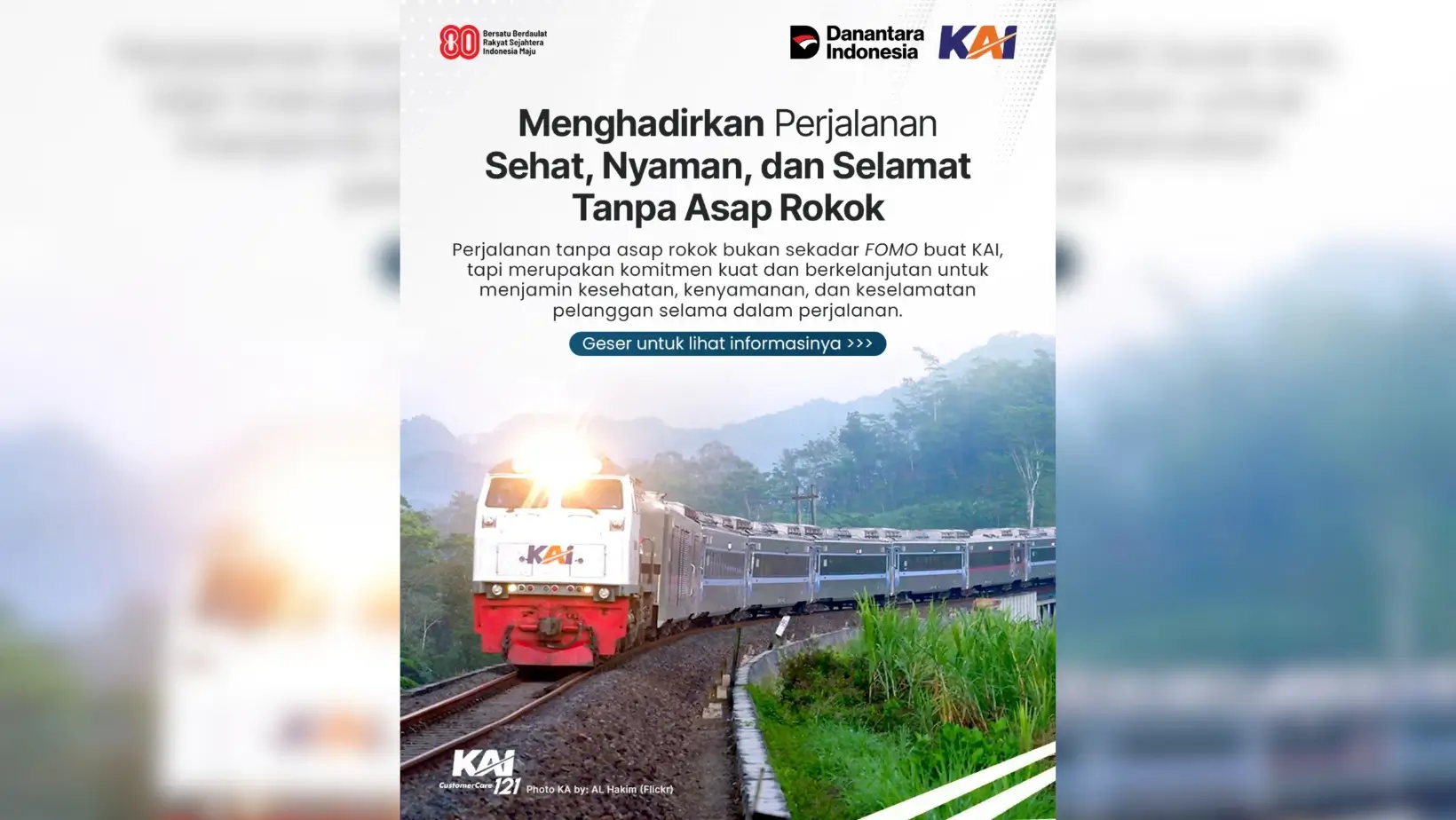 Foto: KAI Komitmen Bebas Asap Rokok (instagram.com/kai121_)