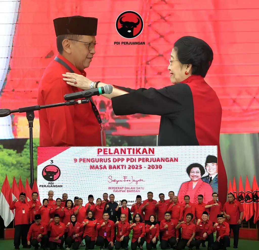 Pelantikan jajaran kepengurusan DPP PDIP periode 2025-2030 di Kantor DPP PDIP, Jakarta, Kamis (14/08/25). (Foto: Instagram/pdiperjuangan)