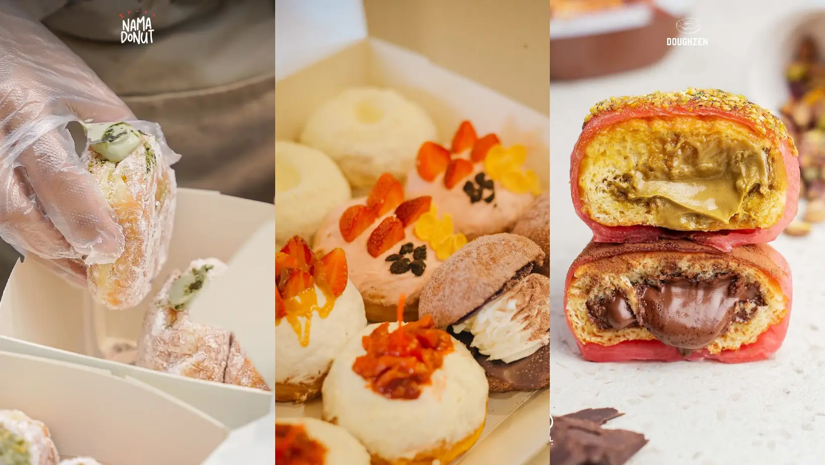 Foto: Nama Donut (instagram.com/namadonuts.id), Donat Bahagia (instagram.com/officialdonat_bahagia), dan Doughzen (instagram.com/doughzen.id)