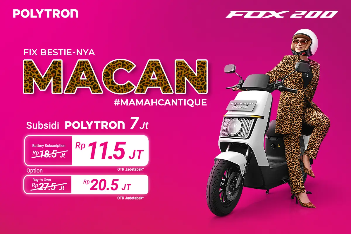 Didesain Khusus untuk Perempuan  Motor Listrik Polytron Fox 200 Mengaspal di RI 