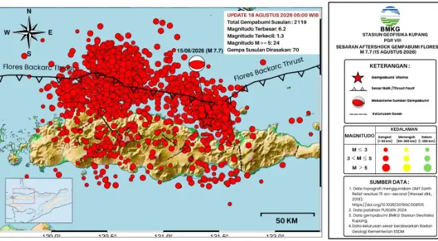 BMKG update informasi seputar gempa susulan di wilayah NTT. (Foto: Instagram/infobmkg)
