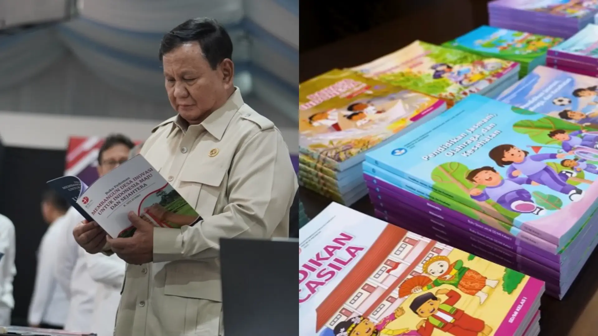 Presiden RI, Prabowo minta buku pelajaran jenjang SD—SMA dirombak. (Foto: Instagram/presidenrepublikindonesia dan tangkapan layar YouTube/Sekretariat Presiden)