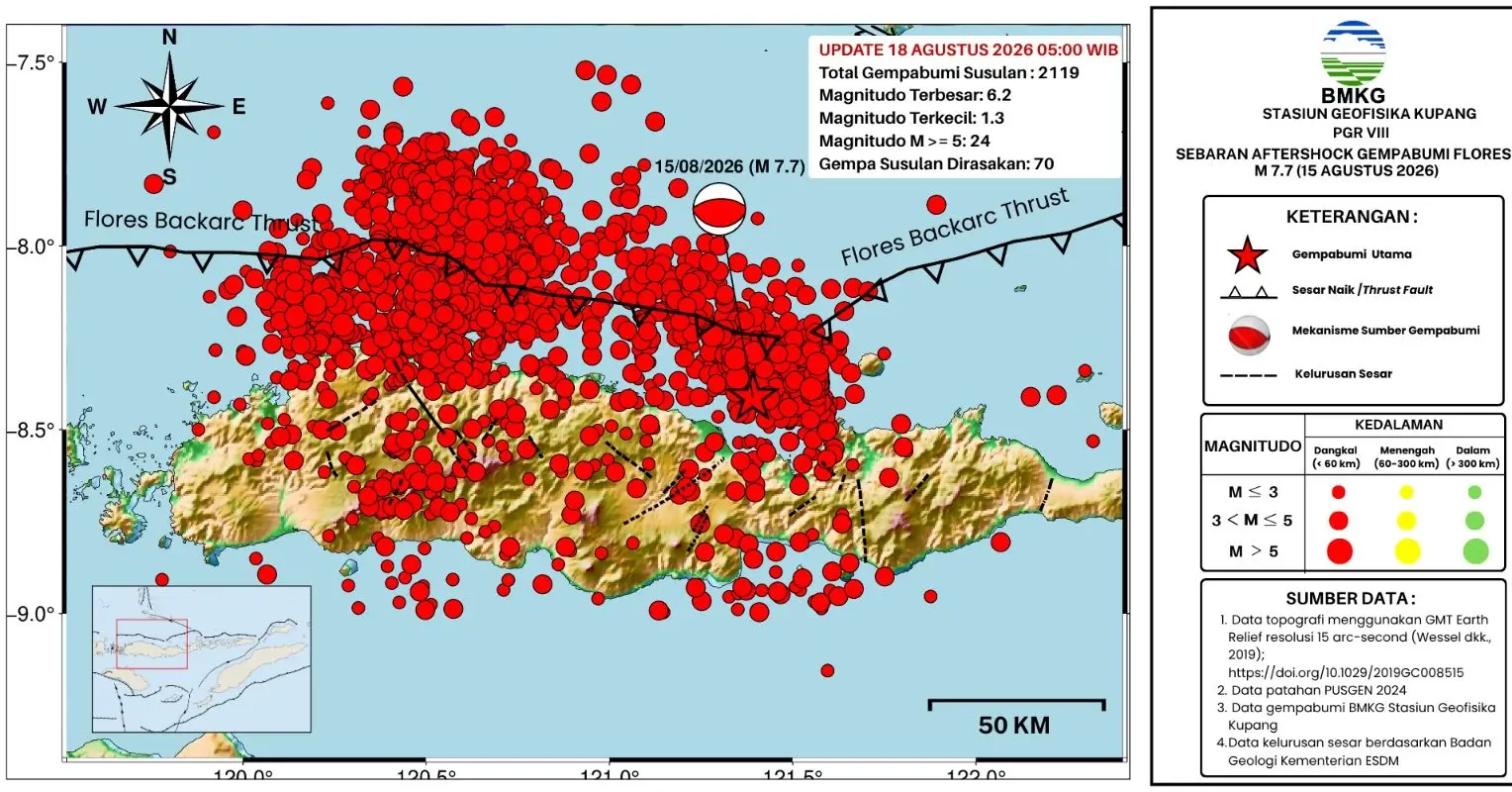 BMKG update informasi seputar gempa susulan di wilayah NTT. (Foto: Instagram/infobmkg)