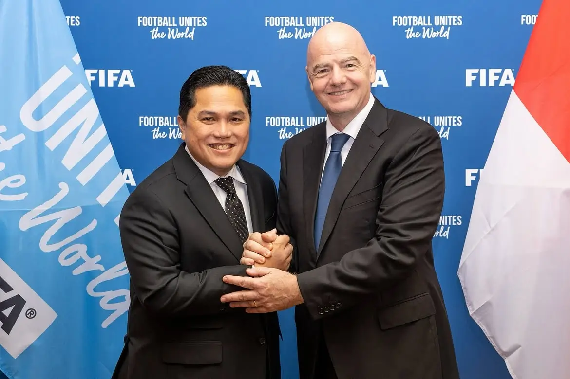 Ketua Umum PSSI, Erick Thohir, mendukung Gianni Infantino sebagai Presiden FIFA 2027-2031. Foto Instagram Erick Thohir.