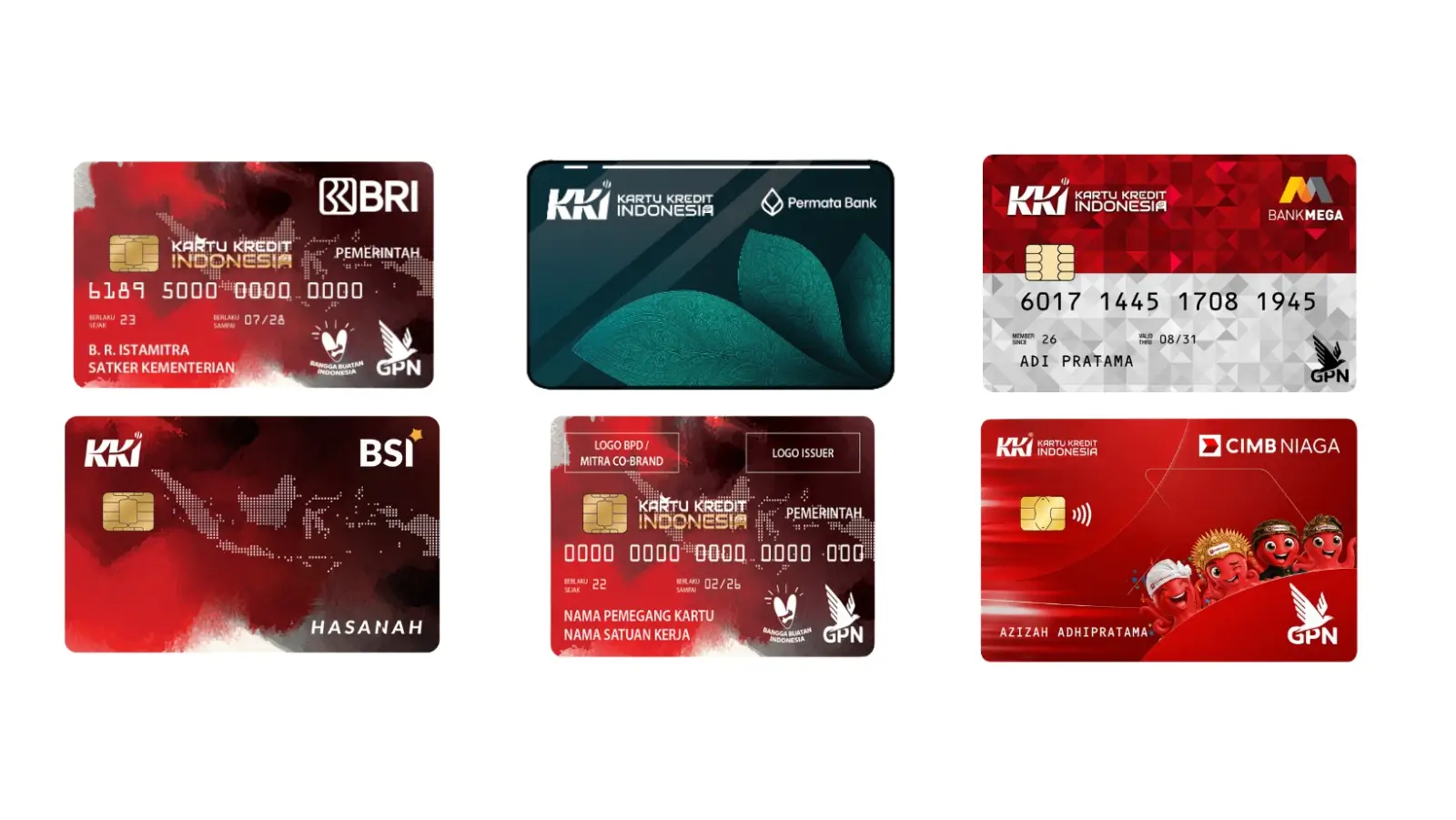 Kartu Kredit Indonesia. (Foto: bankbsi.co.id, bankmega.com, permatabank.com, kartukredit.bri.co.id, cimbniaga.co.id, & bca.co.id)