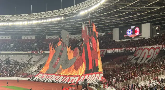 Chelsea berhasil mengalahkan AC Milan dengan skor 3-0 dalam laga pramusim di Stadion Utama Gelora Bung Karno, Jakarta, Sabtu, 8 Agustus 2026 malam WIB. (Foto: Dok. The Phrase)