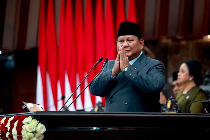 Presiden RI, Prabowo Subianto ketika menyampaikan pidato pada Sidang Tahunan MPR RI bersama DPR RI dan DPD RI di Gedung Parlemen Senayan, Jakarta pada Jumat (14/08/26). (Foto: Instagram/presidenrepublikindonesia)