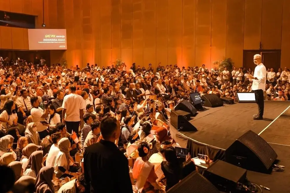 Bakal capres Ganjar Pranowo paparkan tujuh program kunci bangun Indonesia saat hadiri acara bertajuk “Ganjar Jawab Tantangan Masa Depan Indonesia” di Jakarta, Minggu (17/9/23). (Foto: Instagram/ganjar_pranowo)
