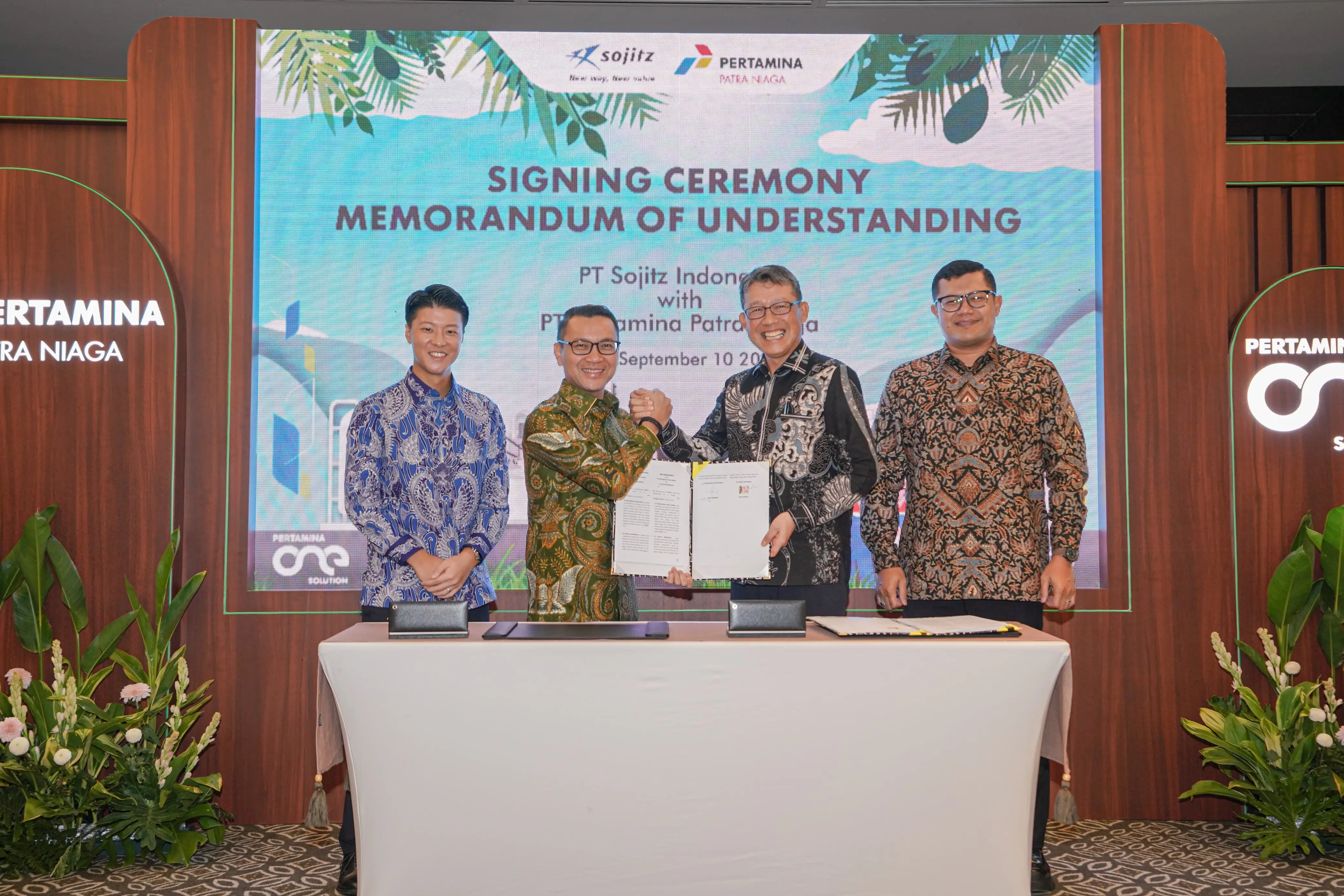 Pertamina Patra Niaga dan PT Sojitz Indonesia menjalin kemitraan strategis dalam penggunaan produk Hydrotreated Vegetable Oil (HVO). (Foto: Dok. PPN)