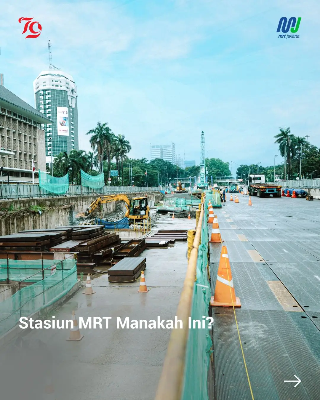 Pembangunan stasiun MRT. (Foto: Instagram/mrtjkt)