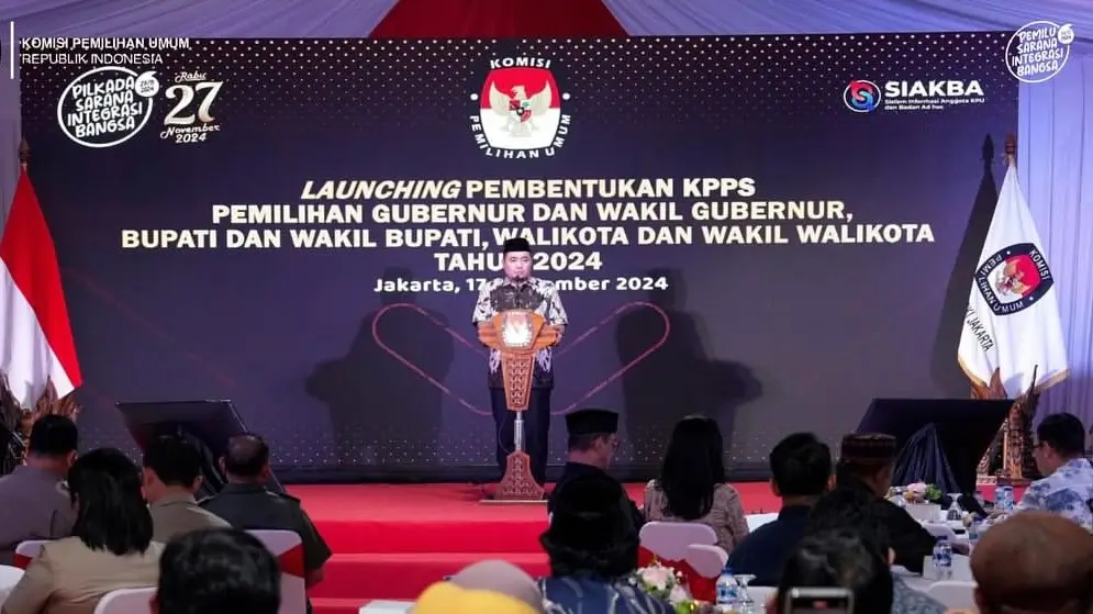 Ketua KPU RI, Mochammad Afifuddin saat hadiri launching pembentukan KPPS Pilkada 2024 di Kantor KPU DKI Jakarta, Selasa (17/9/24). (Foto: Instagram/kpu_ri)